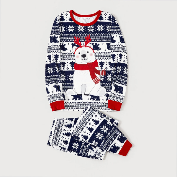 Julfamilj matchande print långärmad pyjamasset (flammsäker) DeepBlue Baby6-9M