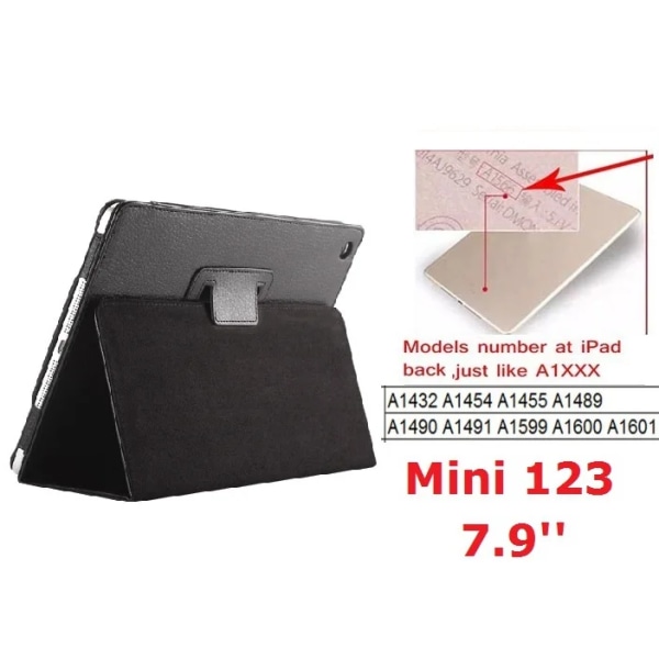 7,9'' Folio Stand Coque för iPad mini 2 mini 3 case Magnetic Smart Flip PU Läder A1432 A1455 A1490 för iPad mini 123 cover Black