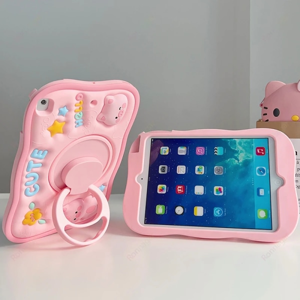 3D Cute Pig Tablet Case för IPad Mini 2 3 4 5 6 9.7 7:e 8:e 9:e 10,2 10:e Gen Air 4 5 10,9'' Pro 11 tums Funda Case Kids Cartoon Astronaut 1 NO Strap IPad Mini 4 5 2019