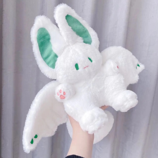35 cm Söt flygande vit kanin Plyschleksak Anime kanin med fladdermusvingar stoppad docka blidka Baby Härliga flickor Presenter 35cm White