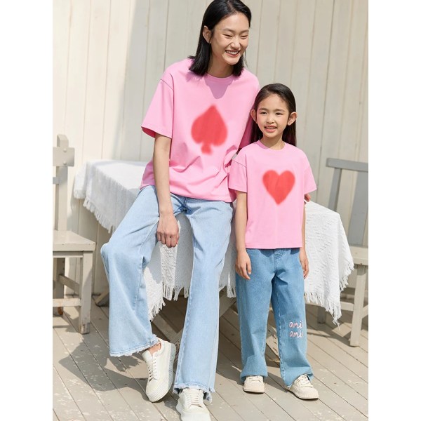 Barn Mamma Barn 2023 Sommar Mamma och dotter Matchande kläder Tshirts Printed Casual Barnkläder Flickor 22230108 Pink Mum 140 cm