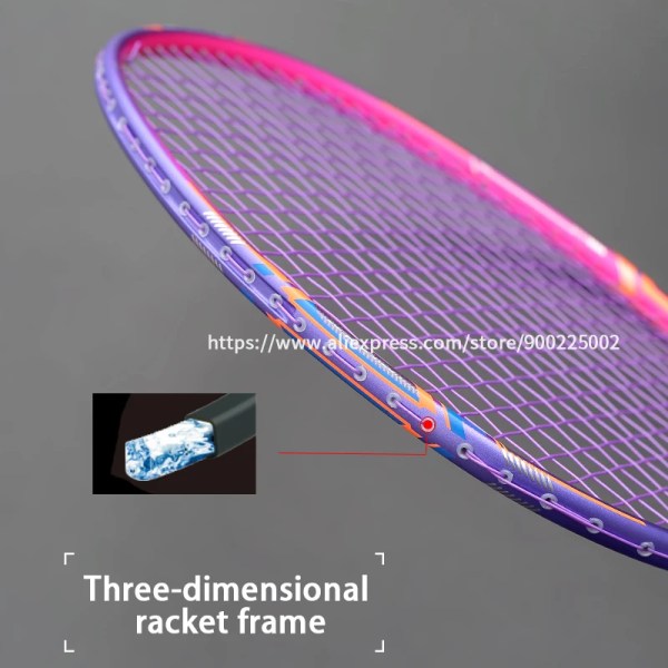 Lättaste 10u max spänning 35lbs badmintonracket i full kol med snörepåsar g5 13kg träningsracket sport speed vuxen Black