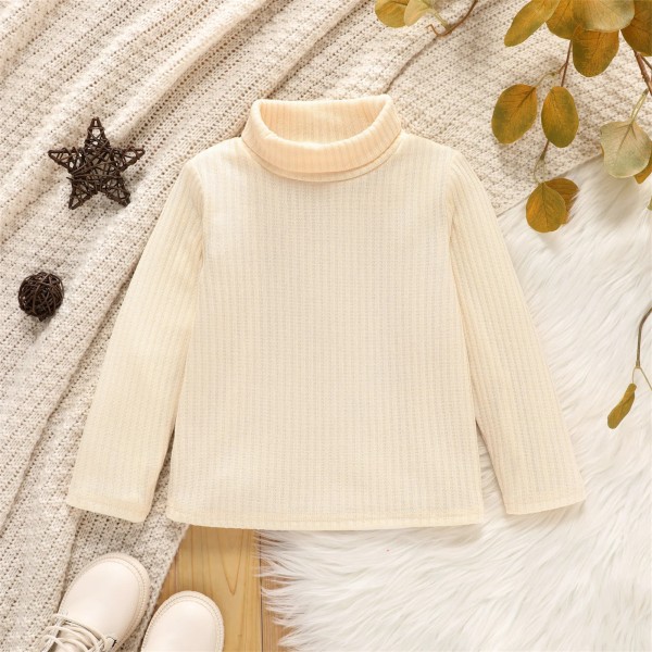 Toddler Girl Turtleneck Ribbad Enfärgad Långärmad tröja Ginger 4-5 Years