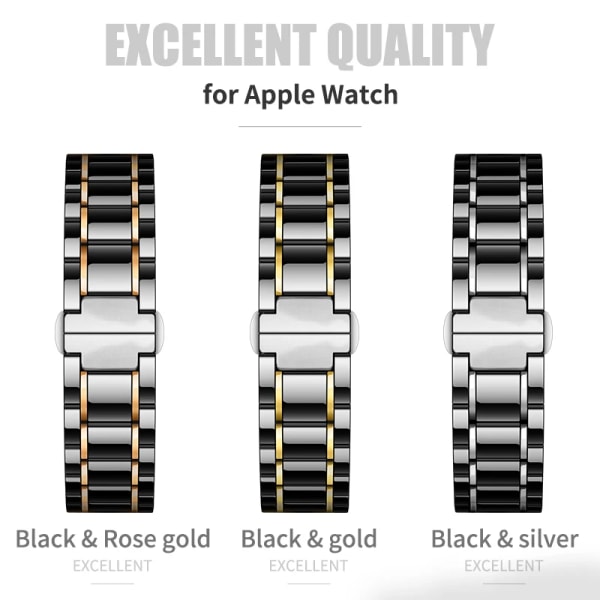 Keramiskt metallband för Apple Watch Ultra 49mm 8 7 45mm 41mm Ersättningsarmband Armband för iwatch 6 5 4 3 SE 44mm 42mm 40mm Black black iWatch Ultra 49mm