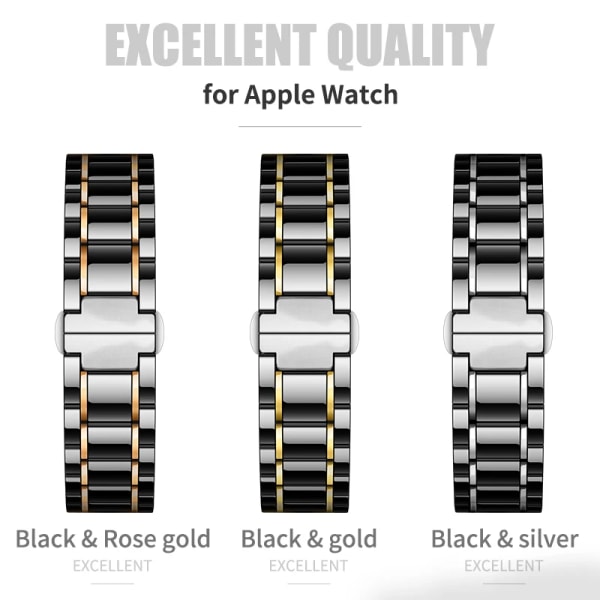 Keramiskt metallband för Apple Watch Ultra 49mm 8 7 45mm 41mm Ersättningsarmband Armband för iwatch 6 5 4 3 SE 44mm 42mm 40mm White pink iWatch Ultra 49mm