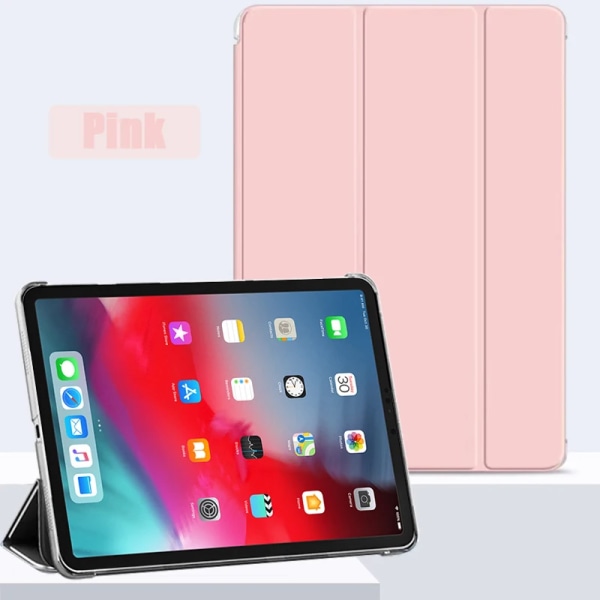 För äldre iPad 2 3 4 5 6 7 8 9 Generation Smart Wake Case iPad Air 2 3 4 5 10,9-tums Pro 11 stående case iPad Pro 11 2020 Pink