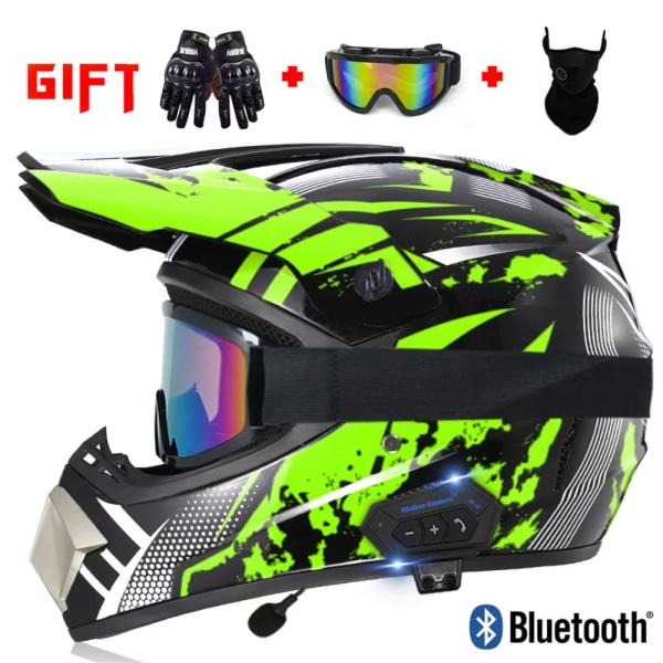 Motorcykel terränghjälm med Bluetooth Motorcykeltillbehör ATV Dirt DH Racing Motorcrosshjälmar för män Multiventilation B L