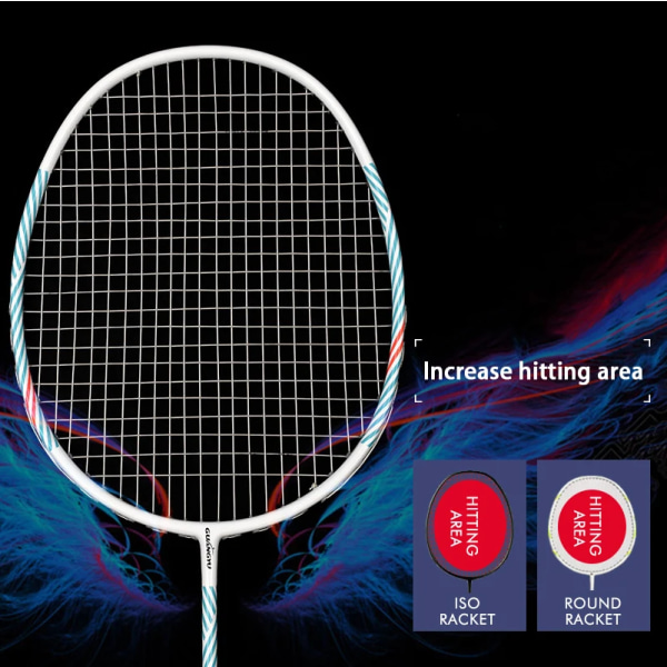 Högkvalitativ offensiv racket strängad 100 % kolfiber badmintonracket Ultralätt professionell 22-30 LBS racket med väska Vuxna Black