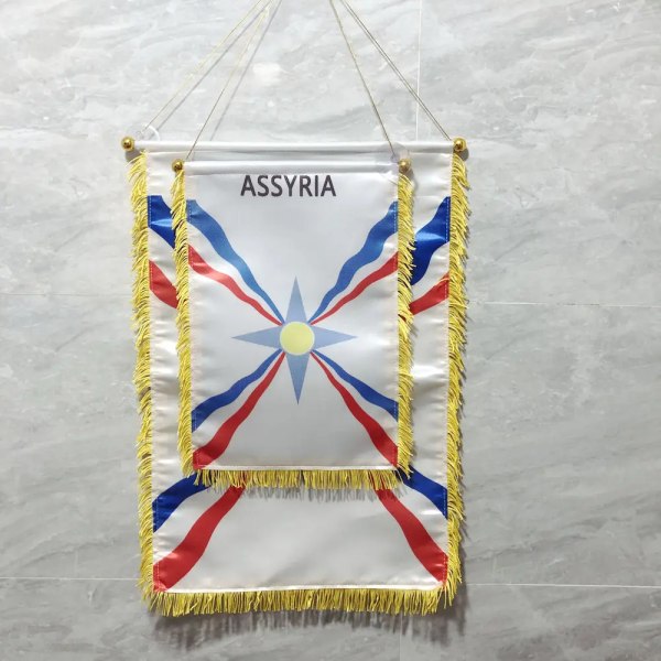 zwjflagshow 10*15cm Assyriens flagga Assyriska imperiet Dubbelsidiga Mini Hängande Flaggor Högkvalitativ Polyester Heminredningsbanner 10x15cm 20 PCS