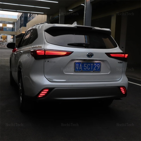 Bil LED Dynamisk Blinkers DRL Reflector Lampa Bak Dimma Bakre stötfångare Bromsljus För Toyota Highlander 2020 2021 2022 2023 Black cover