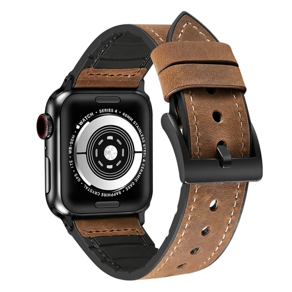 Läder Silikonrem För Apple Watch Ultra 49mm 8 7 45mm 41mm Slitstarkt Premium Armband För iwatch 6 5 4 3 SE 44mm 42mm 40mm Black For 38mm 40mm 41mm