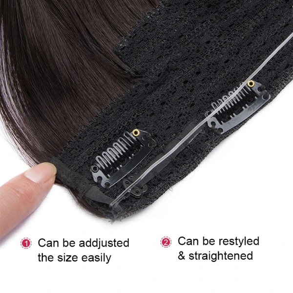 Clip in hårförlängning äkta människohår Applicera med osynlig tråd Naturligt hår 5 clips 12-26 tum Fish Line hårförlängningar 1B 12 inch 70g
