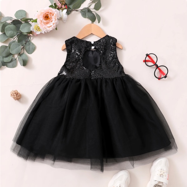 Partyklänningar i tyll med paljetter för baby/ toddler Black 5-6 Years