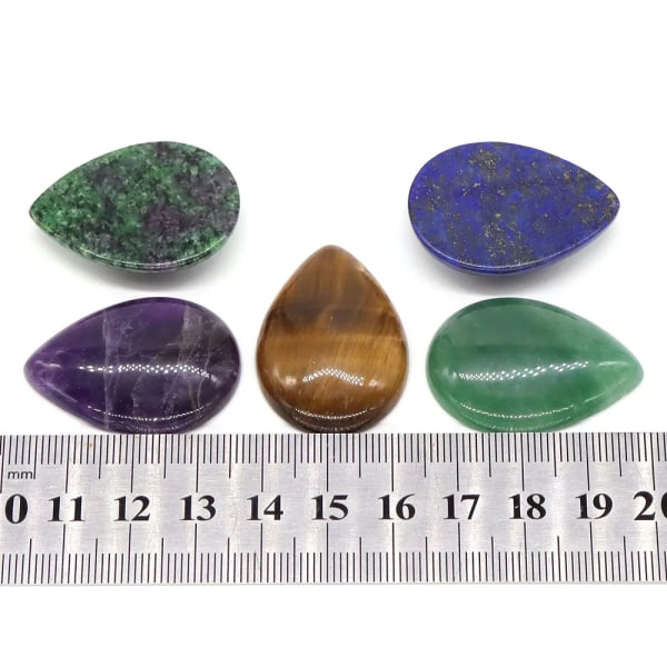34x24x6mm Water Drop CAB Cabochon Beads Naturstenar Healing Crystal Making Halsband Hänge DIY Smycken Tillbehör Partihandel Green Turquoise 20pcs