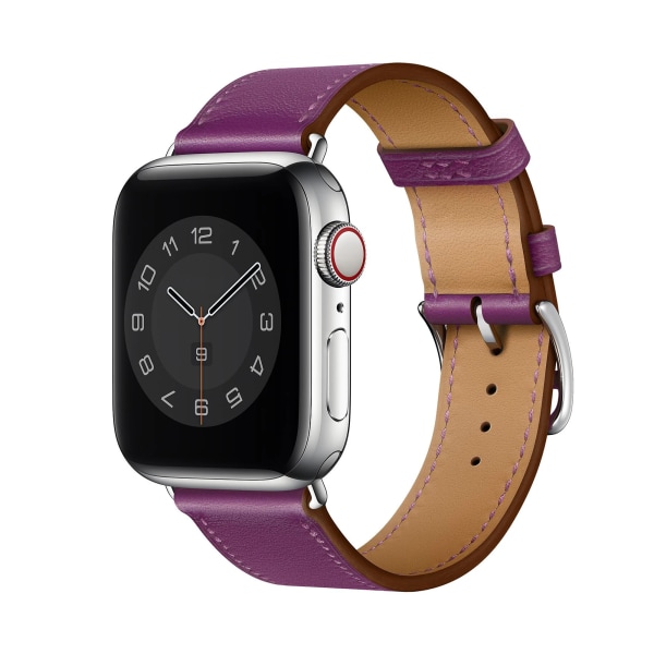 Läderrem För Apple Watch Ultra 49mm 8 7 45mm 41mm smart watch high-end armband armband För iwatch 6 5 4 3 2 SE 44mm 42mm Purple For 42mm 44mm 45mm