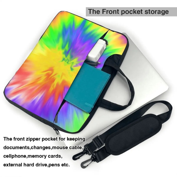 Färgglad Tie Dye Laptopväska Print för Macbook Air Pro Acer Dell 13 14 15 15,6 Case Kawaii Stötsäker påse 10 14"