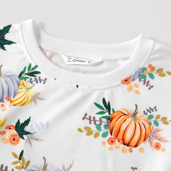 Halloween Allover Pumpkin Print Långärmad tröja för mamma och mig Colorful Women M