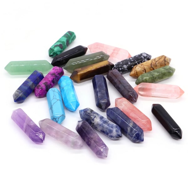 Naturlig sexkantig kolumn Healing Stone Rose Quartz Point Wand Energi Kristall Malm Mineral Hantverk Hemkontorsdekoration 25 st/lot Amethyst