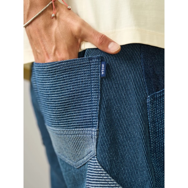 High Standard Series 2023 Summer New Oversize 11oz Tungviktstvättade vintage jeansshorts Herrmode Patchwork jeans Washed Indigo Blue 31 REC 68-72.5KG