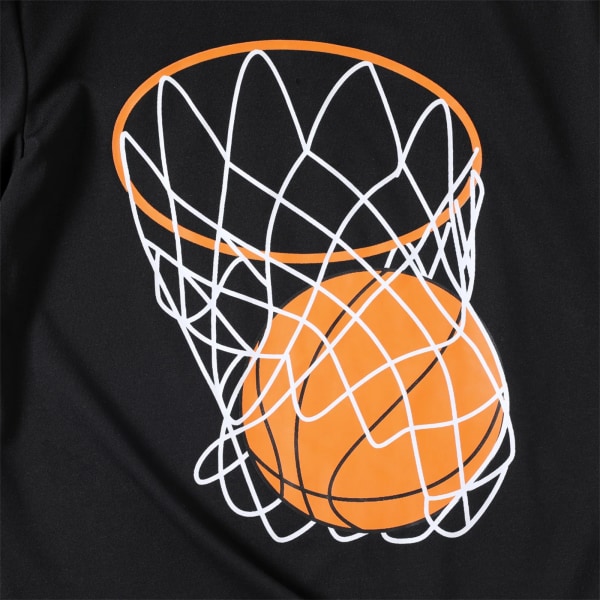 2-delad Kid Boy Basket/Football Print Kortärmad T-shirt och set Black 5-6 Years