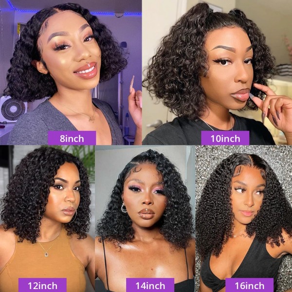 Lösvatten Deep Wave Spets Frontal Människohår Peruker För Kvinnor Billiga Jerry Lockigt Människohår Peruk Brasiliansk Kort Bob Peruk Pre Plock 13x4 Lace Wig 14inches