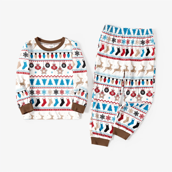 Julfamiljsmatchande print Långärmad pyjamasset (flammsäker) Khaki Men L