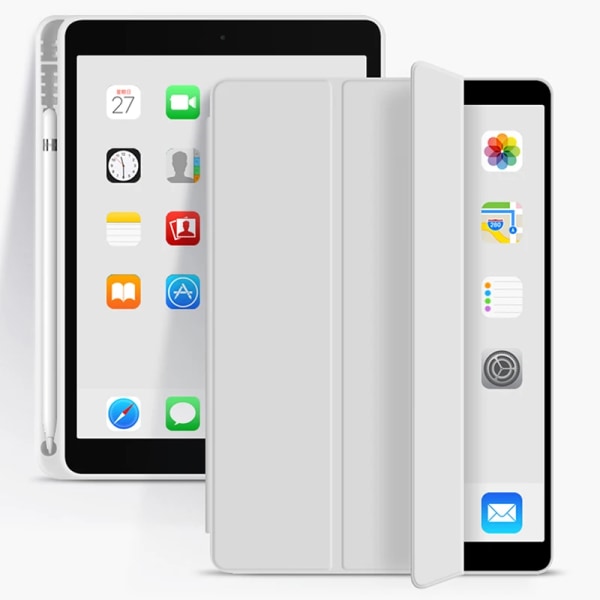 Med case iPad 9:e generationens case 2021/iPad 8:e generationens case 2020 10,2 tums iPad 7:e generationens fodral 2019 för automatisk cover /sömn Grey iPad Mini 1 2 3 inch