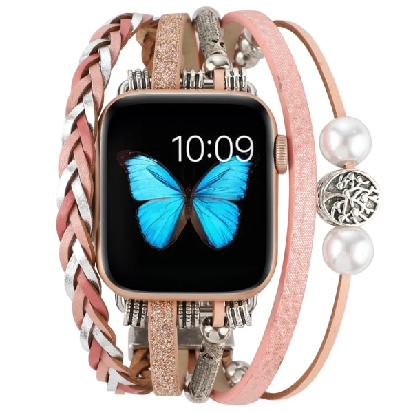 Smyckesrem För Apple Watch 8 7 45mm 41mm Ultra 49mm Utsökt watch utbytesarmband För iwatch 6 5 4 3SE 44mm 42mm 40mm B Pink For 42mm 44mm 45mm