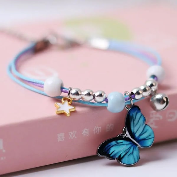 Handgjorda fjärilsarmband Pearl Spacer Beads Armband för kvinnor Flickor Handledskedja Justerbar hummerlås Armbandskedjor A