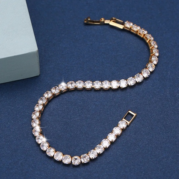 Kvinnors runda Zircon Armband 3A zirkon högkvalitativa klassiska mode smycken 18cm Platinum Plated