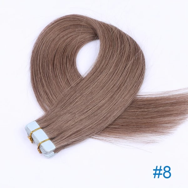 Remy Human Hair Tape Extensions 16" 18" 20" 22" 24" Skin Weft Sömlös europeisk hårtejp Hår för salongshår 20st #8 20 inches