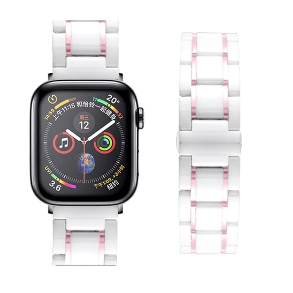 Keramiskt metallband för Apple Watch Ultra 49mm 8 7 45mm 41mm Ersättningsarmband Armband för iwatch 6 5 4 3 SE 44mm 42mm 40mm White pink iWatch Ultra 49mm
