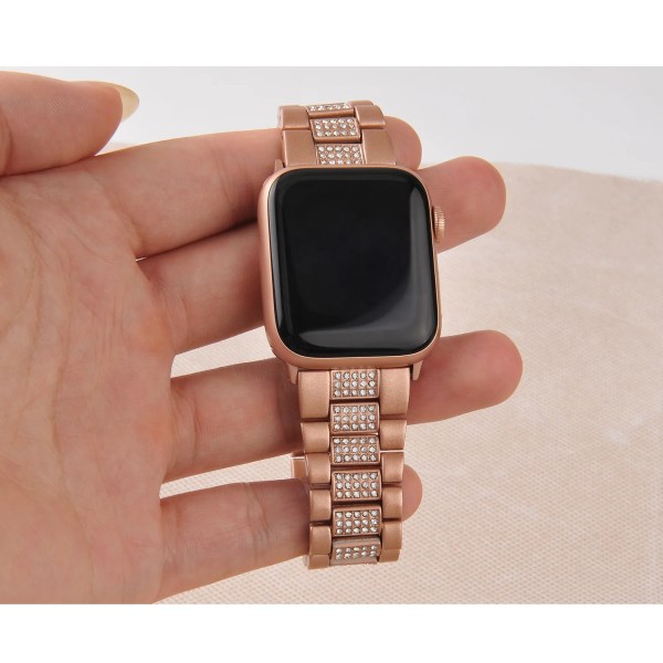 Metall diamantrem Kompatibel för Apple Watch 49mm 45mm 44mm 42mm 41mm 40mm ersättningsarmbandsrem För iwatch 8 7 6 5 4 3SE Black For 38mm  40mm 41mm