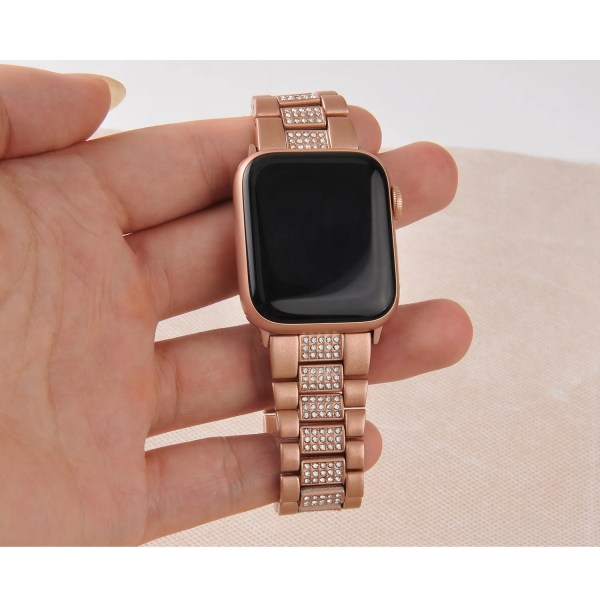Metall diamantrem Kompatibel för Apple Watch 49mm 45mm 44mm 42mm 41mm 40mm ersättningsarmbandsrem För iwatch 8 7 6 5 4 3SE Vintage gold iWatch Ultra 49mm