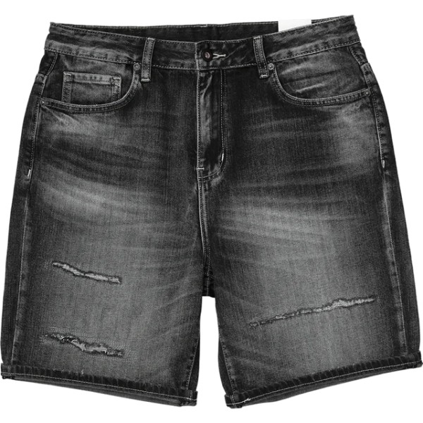 Sommarnyhet 2023 Herr Oversize svarta jeansshorts Mode slitna lösa 100 % bomull Jeansshorts i plusstorlek SK170527 black grey 29