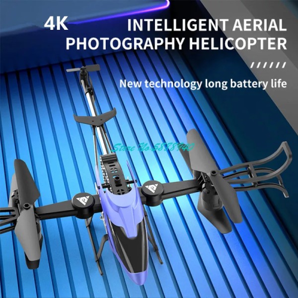 Intelligent höjdinställning Vikbar WIFI FPV RC Helikopter 2.4G 4K HD-kamera 2-axlig Arm Fighter Form Fjärrkontroll Helikopter Yellow 4K 2B