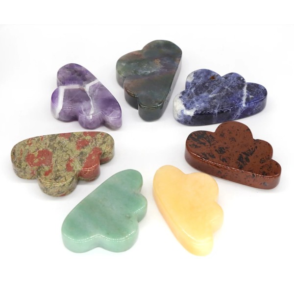 3" Molnstaty Natursten snidade Kristaller Agat Kvarts Healing Reiki Meditation Ädelsten Massage Ornament Heminredning Hantverk Fluorite 3 PCS