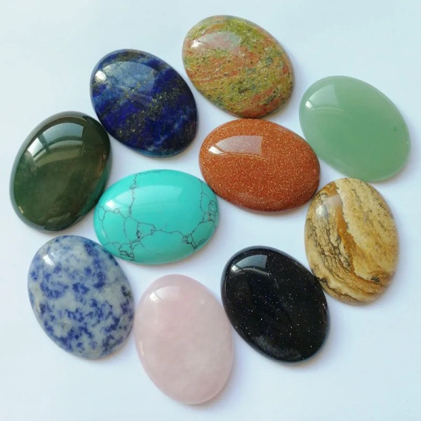 Mode Assorted 30*40mm Naturliga ovala stenpärlor berlocker Mixed CAB CABOCHON för smyckestillverkning 10st/lot Aventurine