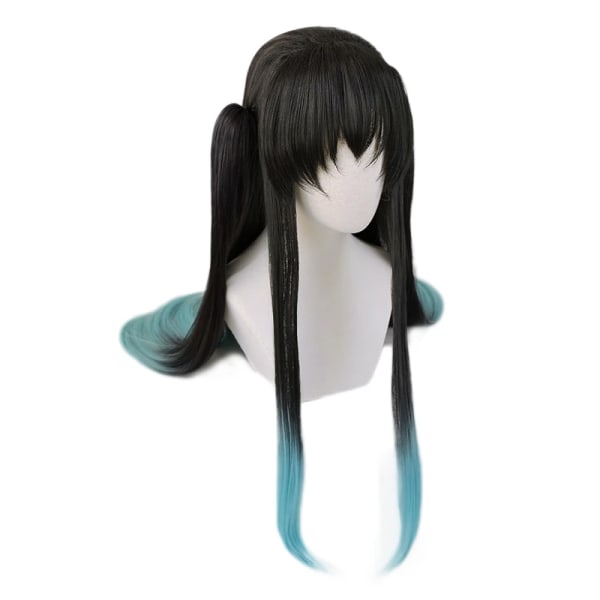 Anime Tokitou Muichirou Cosplay Peruk Muichiro Tokito Peruk Värmebeständigt syntetiskt hår Peruk +WigCap Dyeing Wig Ponytails One Size