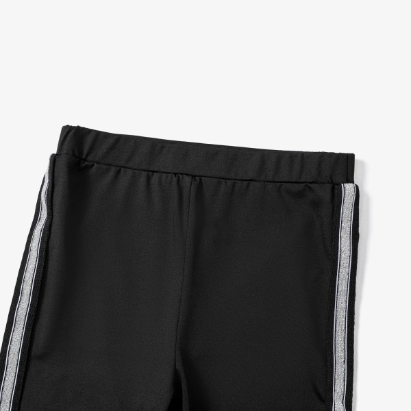 Kid flicka flätad bokstav legging Black 11-12Years