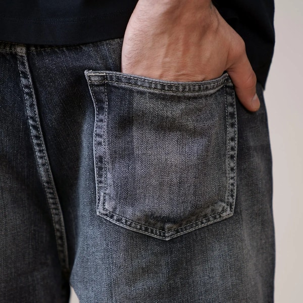 Sommarnyhet 2023 Herr Oversize svarta jeansshorts Mode slitna lösa 100 % bomull Jeansshorts i plusstorlek SK170527 black grey 31