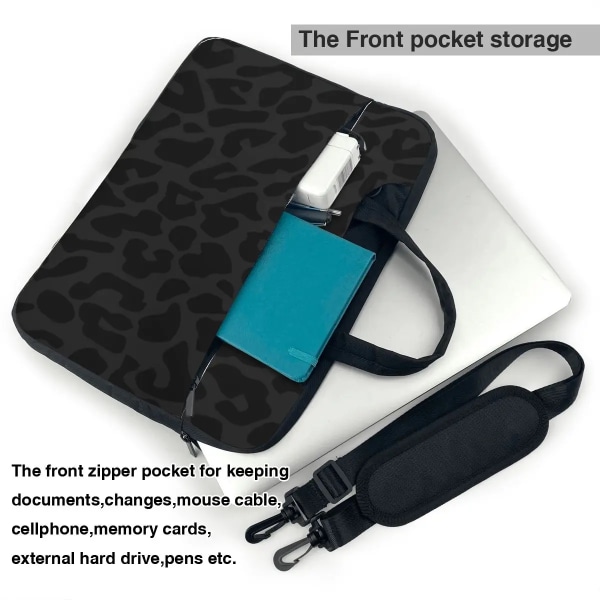 Laptopväska Svart Print Notebook-väska Animal Grey Portable 13 14 15 15.6 Mode case för Macbook Air Acer Dell As Picture 15.6inch