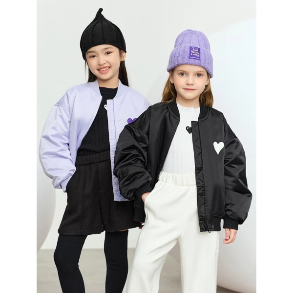 Barn Barn Bomullsrockar för flickor Vinter 2023 Nytt mode Streetwear Förtjockad Casual 3-14 år Baseball Uniform 22353004 light purple 130cm