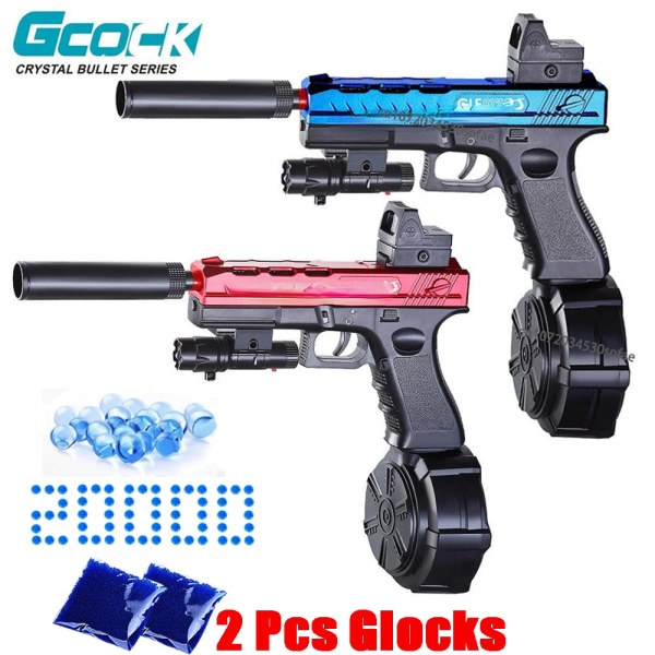 2st 2 i 1 Glock Glock Blaster Elektrisk vattenbollleksakspistol Splash Ball Airsoft Pistol Barn utomhussportspel Pistolgåva 2023 100000 counts