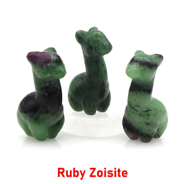 Naturlig alpacka Kristallsnideri Staty Quartz Chakras Reiki Djurfigurer Läkande ädelstenar Hantverk Heminredning Semesterpresent 1,2" Ruby Zoisite 20 pcs