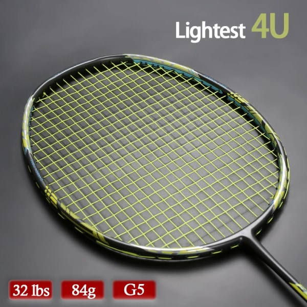 Carbon Fiber Strung Badmintonracket Vikt Lätt 4U 84g G5 Offensiv Typ Racket 24-32LBS Racket Med Väskor Speed ​​Raquette Pink