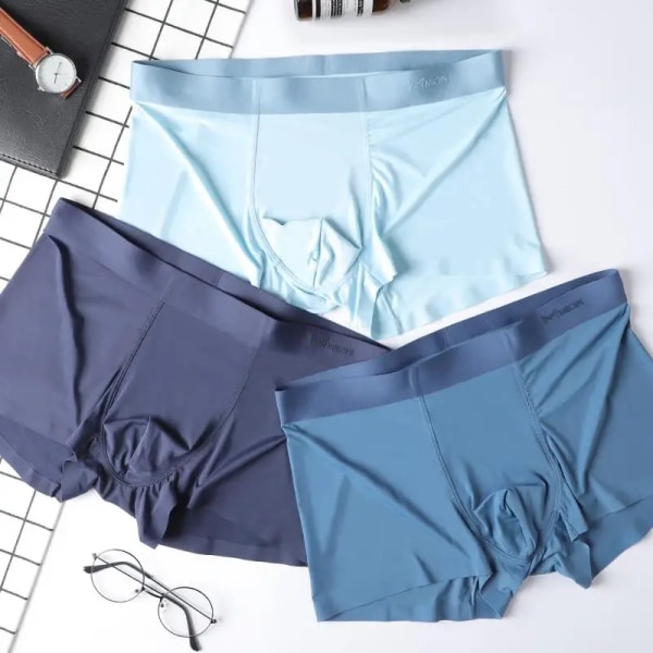 3st Ice Silk Seamless Herr Boxer AAA Grafen Antibakteriell Man Underkläder Sexiga Man Kalsonger Sommar Herr Trosor M1225 5XL