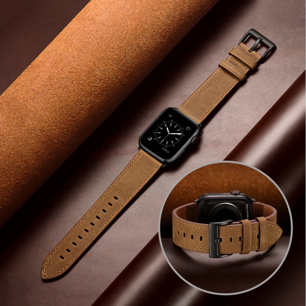 Läderrem För Apple Watch Ultra 49mm 8 7 45mm 41mm Smart Watch Premium Classic Armband För iwatch6 5 4 3 SE 44mm 42mm 40mm Brown For Ultra 49mm