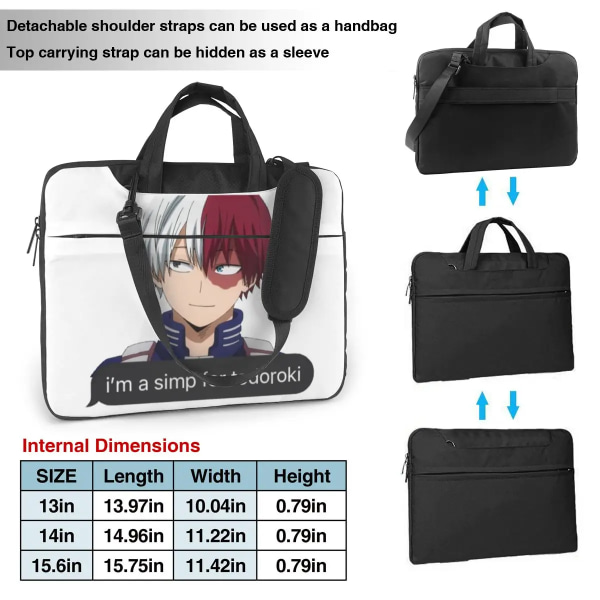 Shoto Todoroki Simp Laptopväska My Hero Academia för Macbook Air Pro Xiaomi Lenovo Asus 13 14 15 15.6 Case Vintage Vattentät 4 15.6 inch