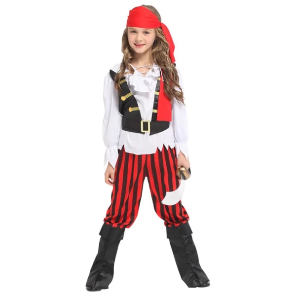 Halloween Carnival Party Kostym för flickor Flickor Barn Barn Piratkostymer Fantasia Infantil Cosplay Kläder G-0329 (No Knife) M (height 110-120cm)